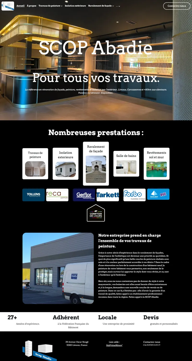 Aperçu du site SCOP Abadie